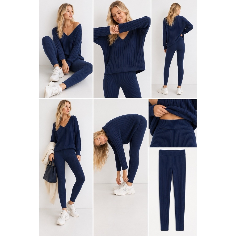 Madewell (Re)sourced Cashmere High-Rise Sweater Leggings S Midnight Blue
